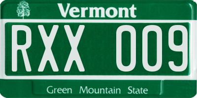 VT license plate RXX009