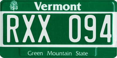 VT license plate RXX094