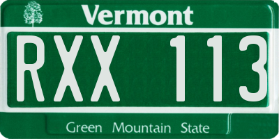 VT license plate RXX113