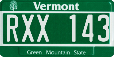 VT license plate RXX143