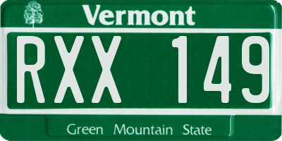 VT license plate RXX149