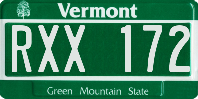 VT license plate RXX172