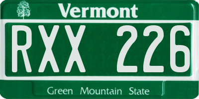 VT license plate RXX226