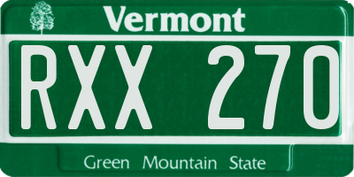 VT license plate RXX270