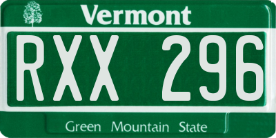VT license plate RXX296