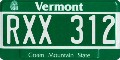 VT license plate RXX312
