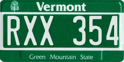 VT license plate RXX354
