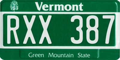 VT license plate RXX387