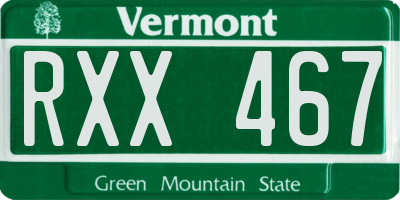 VT license plate RXX467