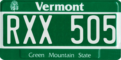 VT license plate RXX505
