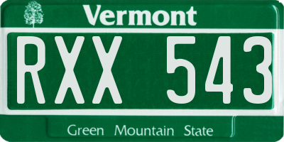 VT license plate RXX543
