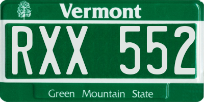 VT license plate RXX552