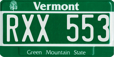 VT license plate RXX553
