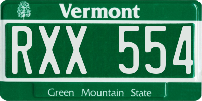 VT license plate RXX554