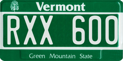 VT license plate RXX600