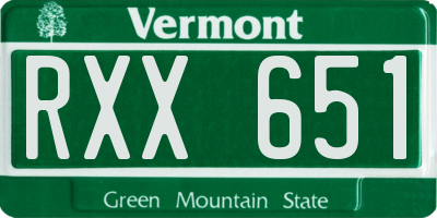 VT license plate RXX651