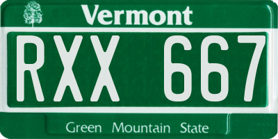 VT license plate RXX667