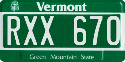 VT license plate RXX670
