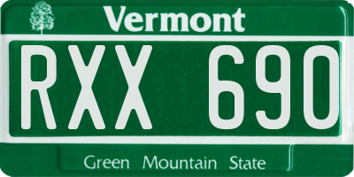 VT license plate RXX690