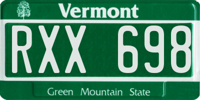 VT license plate RXX698
