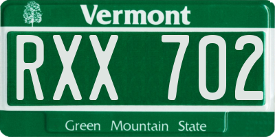 VT license plate RXX702