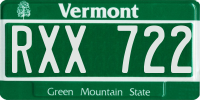 VT license plate RXX722