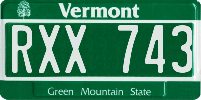 VT license plate RXX743
