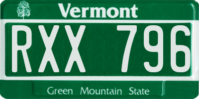 VT license plate RXX796