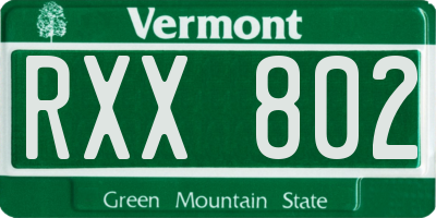 VT license plate RXX802