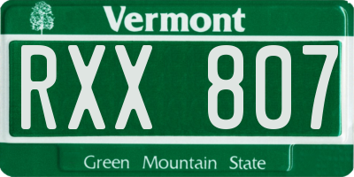VT license plate RXX807