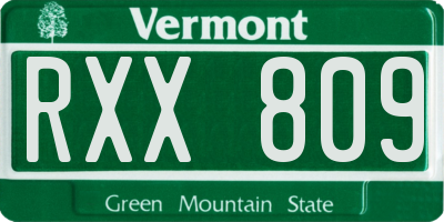 VT license plate RXX809