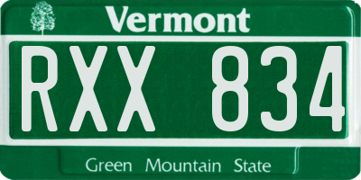 VT license plate RXX834