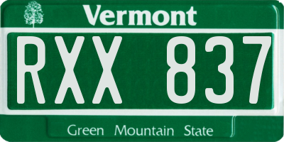 VT license plate RXX837