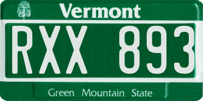 VT license plate RXX893