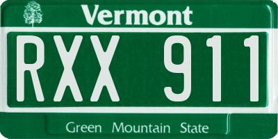 VT license plate RXX911