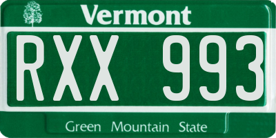 VT license plate RXX993