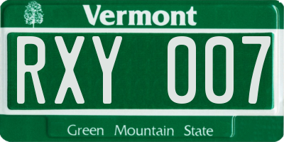 VT license plate RXY007