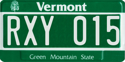 VT license plate RXY015