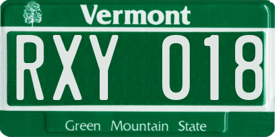VT license plate RXY018
