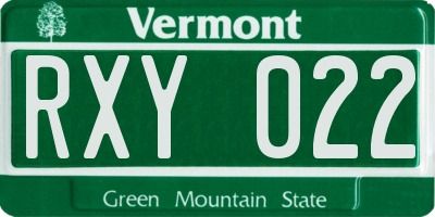 VT license plate RXY022