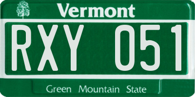 VT license plate RXY051