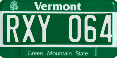 VT license plate RXY064