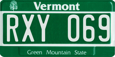 VT license plate RXY069