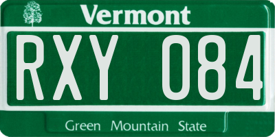 VT license plate RXY084