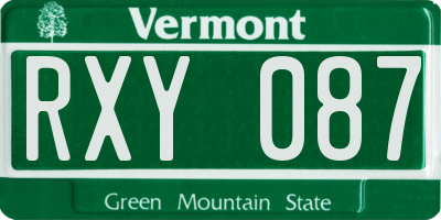 VT license plate RXY087