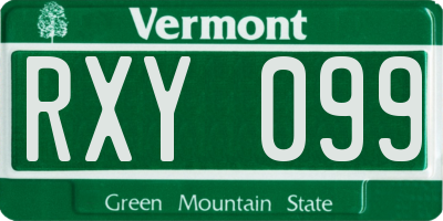 VT license plate RXY099