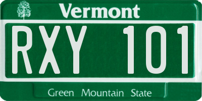 VT license plate RXY101