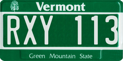 VT license plate RXY113