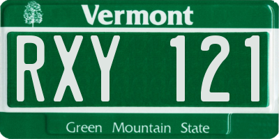 VT license plate RXY121