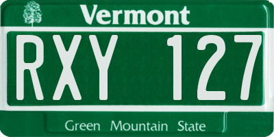 VT license plate RXY127